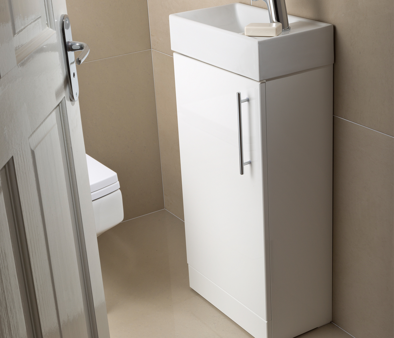 Pace 400 Floor Mounted Unit with Basin - White - Just Taps